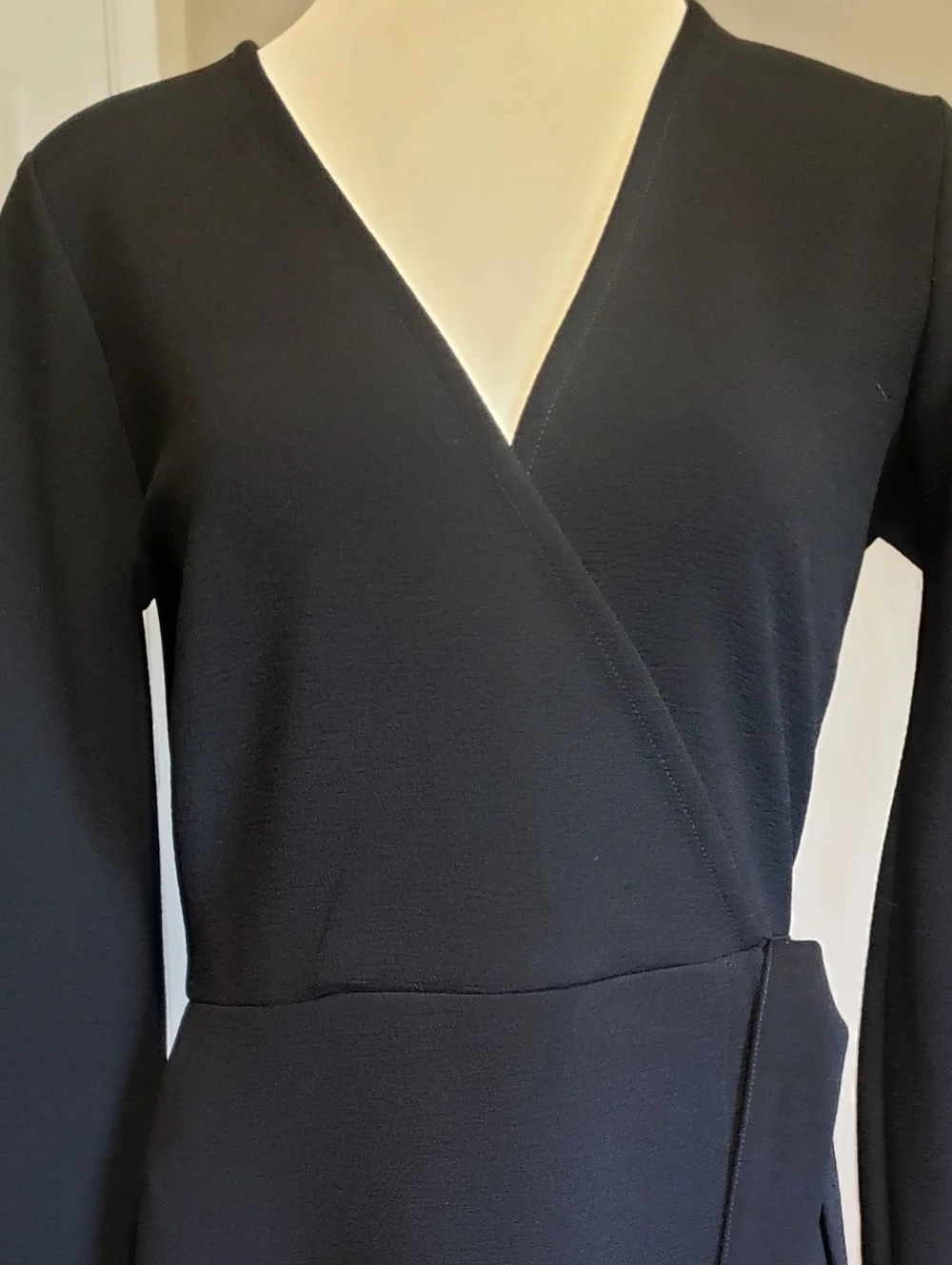 Madewell Womens Black Dress Texture & Thread Side Tie Wrap S Baloon Sleeve Chic